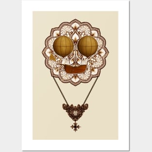 STEAMPUNK Vintage Time Travel Airship Mandala 2 Posters and Art